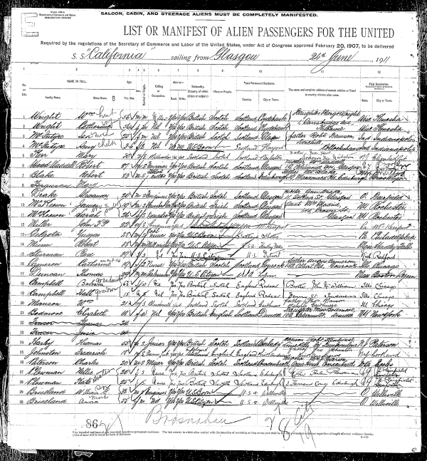 Passenger list (left)