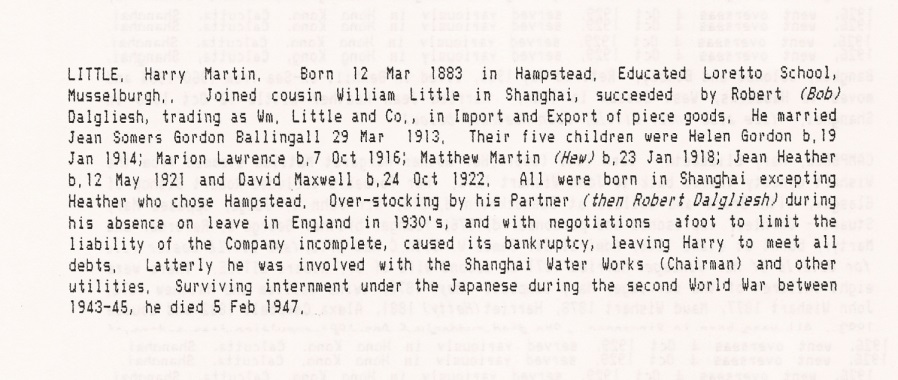 Who's Who entry for Harry Martin Little