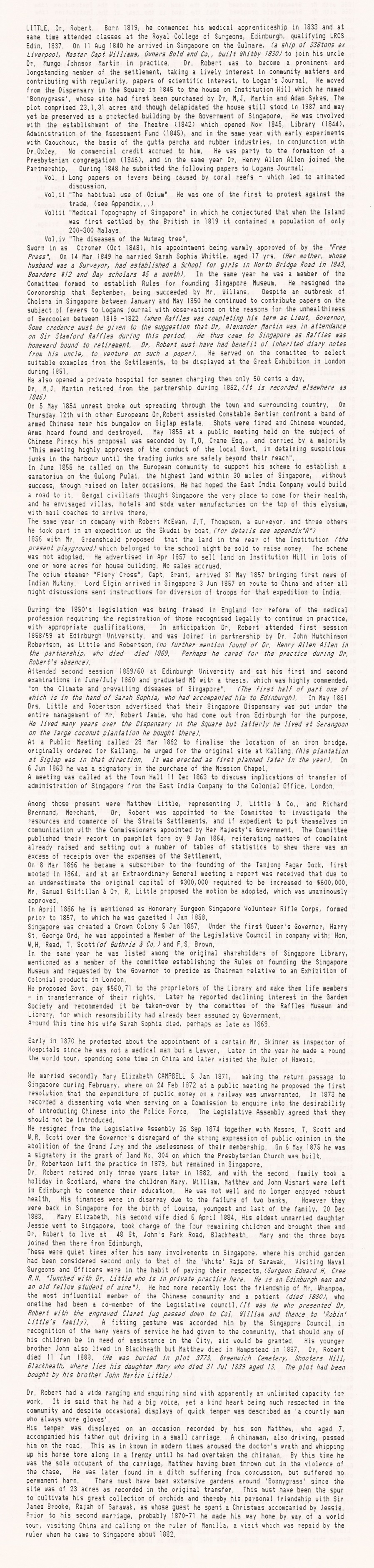 Who's Who entry for Dr Robert Little